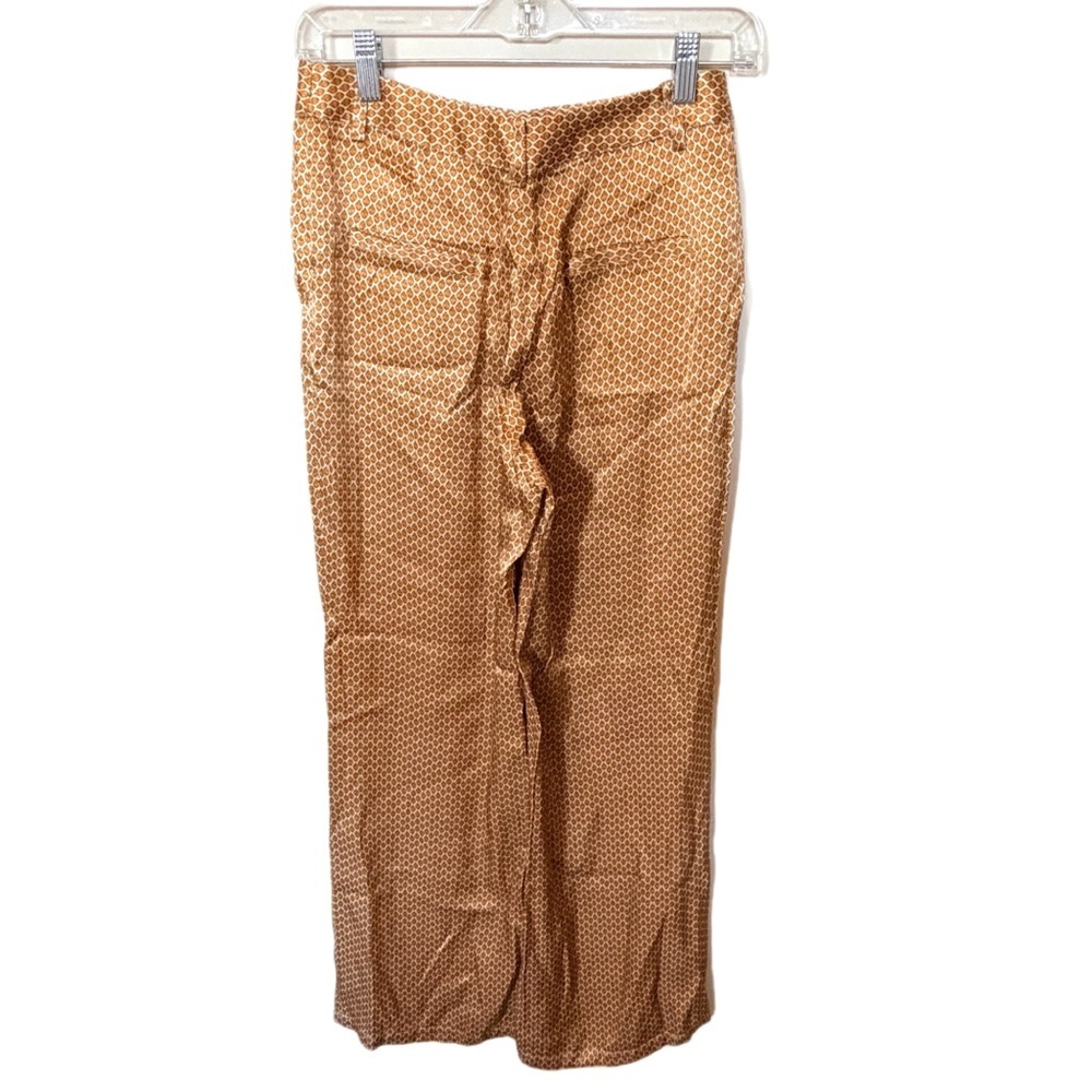 See you soon printed satin pants brown size 2 - Picture 2 of 5
